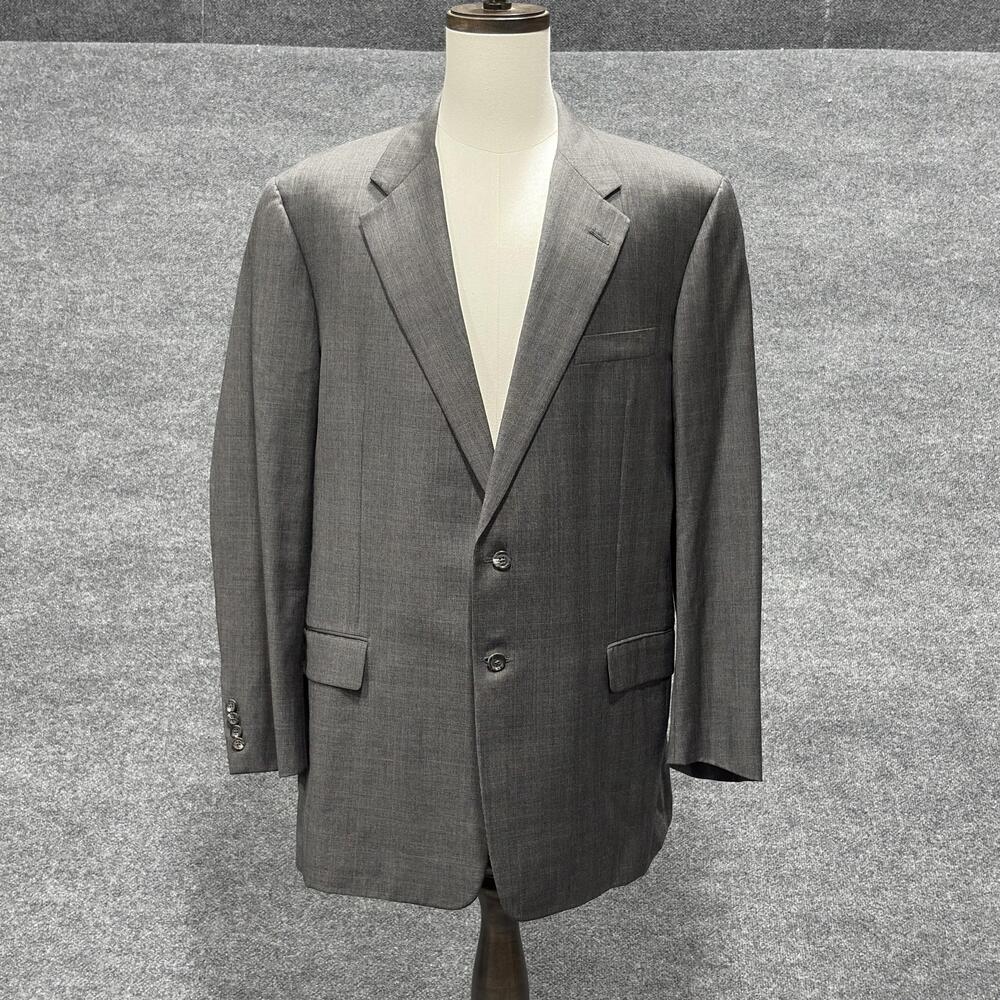 Vintage Hickey Freeman Jacket Mens 46 Long Gray Glen Plaid Wool USA Barneys NY